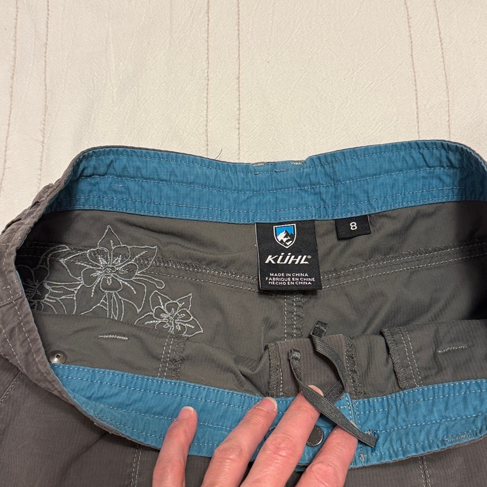 Kuhl Women's Dark Gray Capris with Back Floral Embroidery - Picture 3 of 5